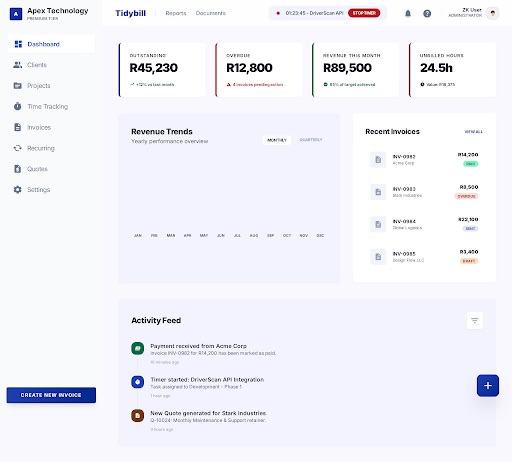 TidyBill invoicing screenshot